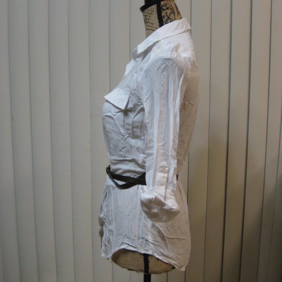 NWT Wet Seal white belted button up shirt top XS extra small - Picture 3 of 6